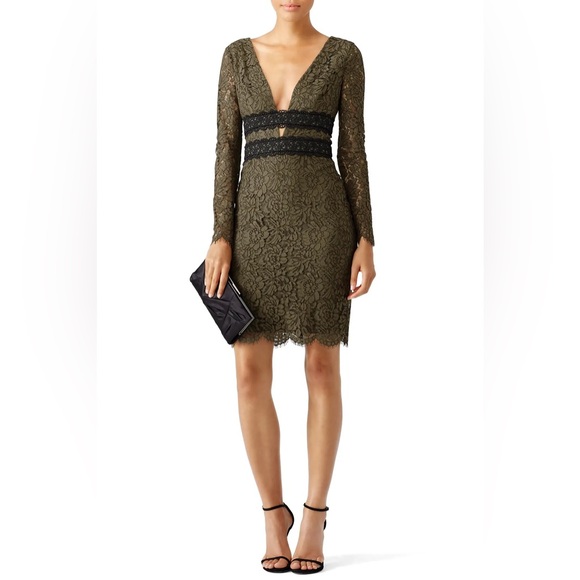 Diane Von Furstenberg Dresses & Skirts - Diane von Furstenberg NWT Green Lace V-Neck Mini Dress Long-Sleeve Dress Size 6